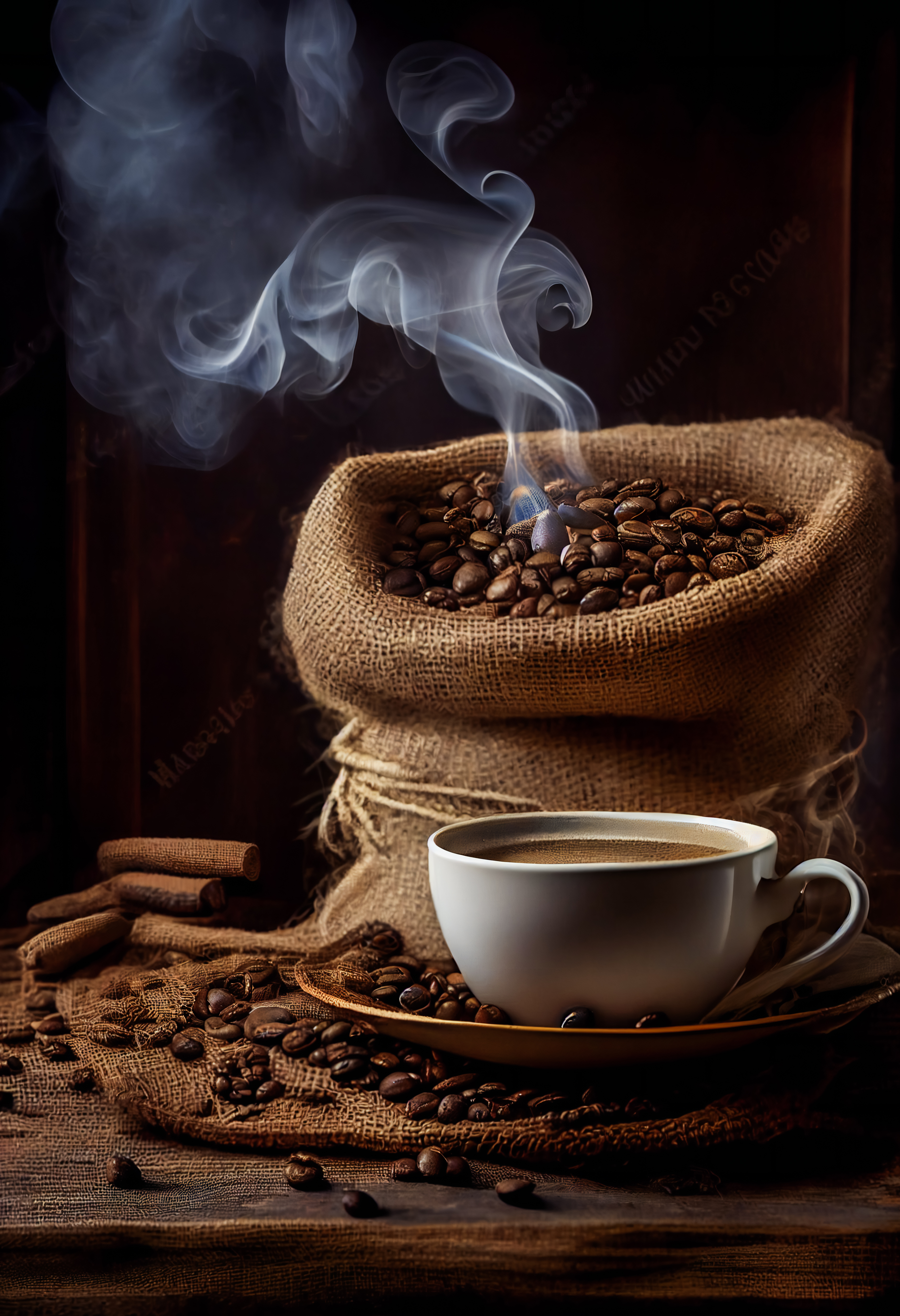 Cup Of Coffee On The Wooden Table. Generative AI Cup Of Coffee On The Wooden Table. Generative AI